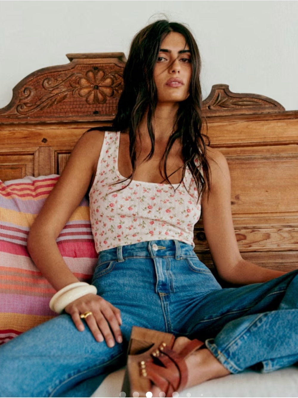 Sezane Juan Pointelle Mady Print Tank Top